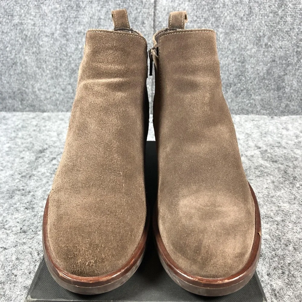 Clarks Ankle Boots Women's Size 9.5 M Suede Leather Side‎ Zip Block Heel Booties
